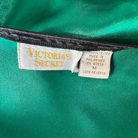 Vintage Victoria's Secret Emerald Green Black Embellished Caftan Night Gown M - Picture 11 of 12